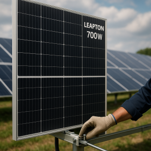 Módulo Solar 700 W, Bifacial, 48.2 Vcc, Monocristalino. Celda tipo N.